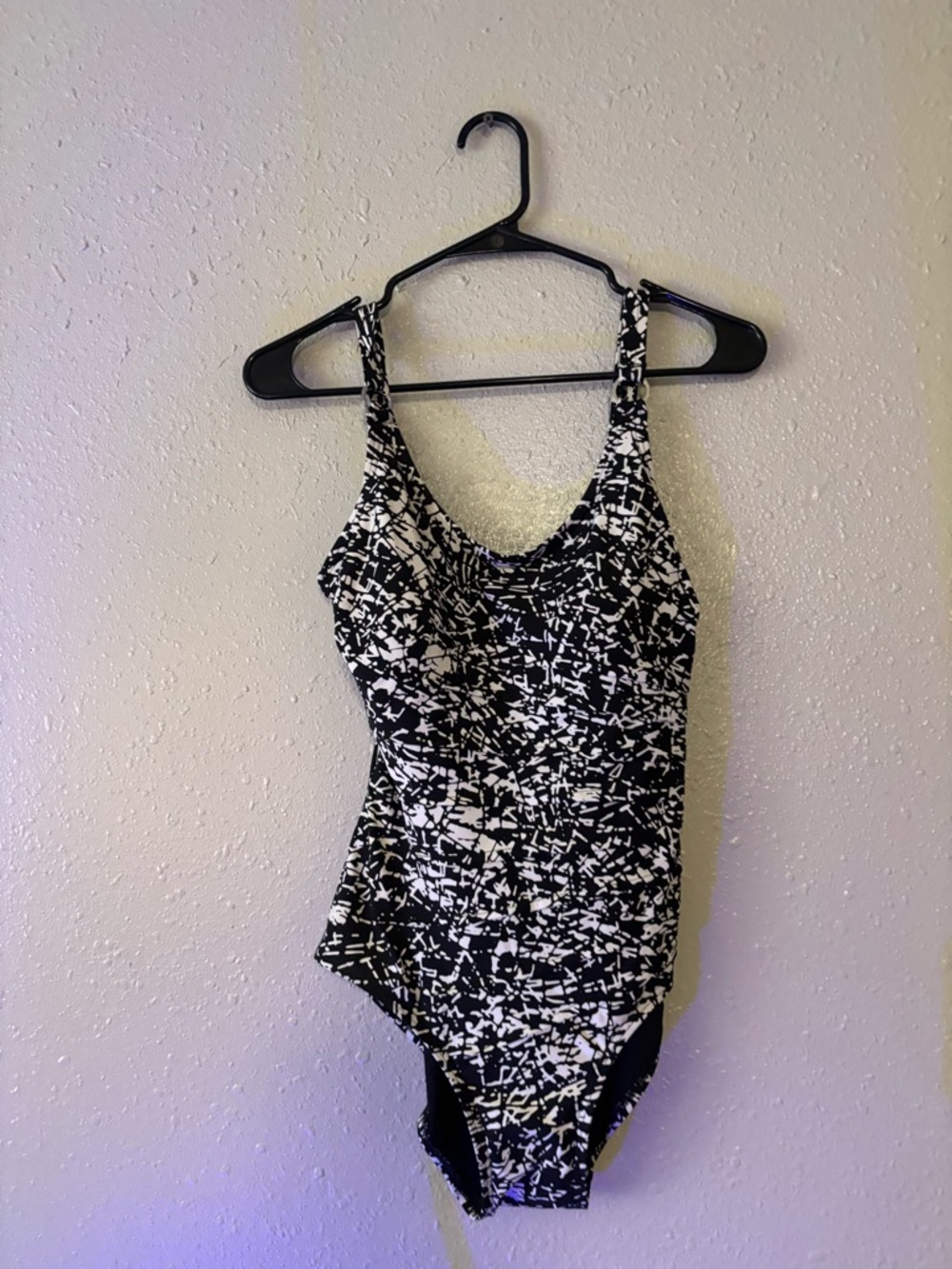 Calvin Klein Black and White Abstract One-Piece Swimsuit